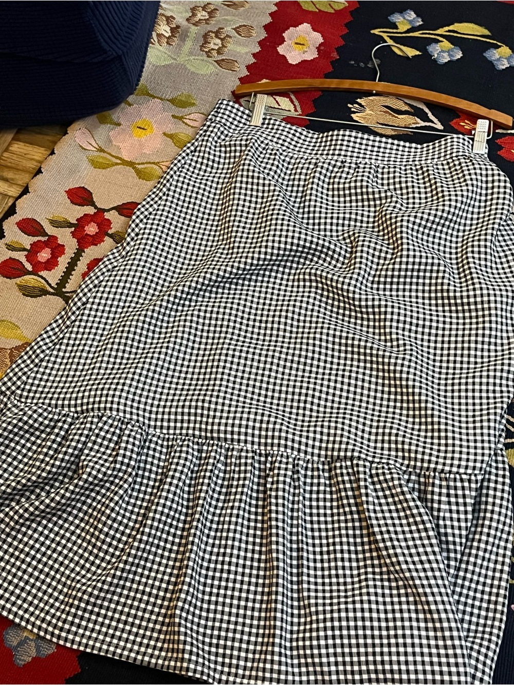 Skies Are Blue BOHO
Black and White Gingham MIDI Skirt with Ruffled Hem